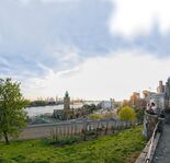 Blick vom Weinberg am Stintfang auf die Landungsbrücken und die Elbe Mediaserver Hamburg   © Mediaserver Hamburg   Andreas Vallbracht